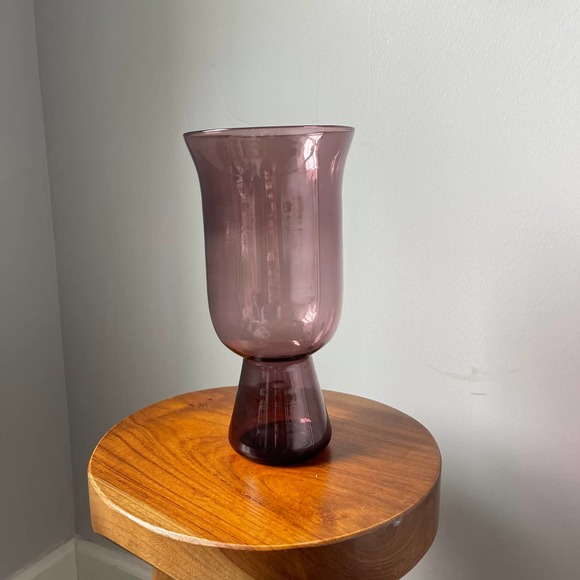 Mid-Century Modern Purple Glass Flower Vase